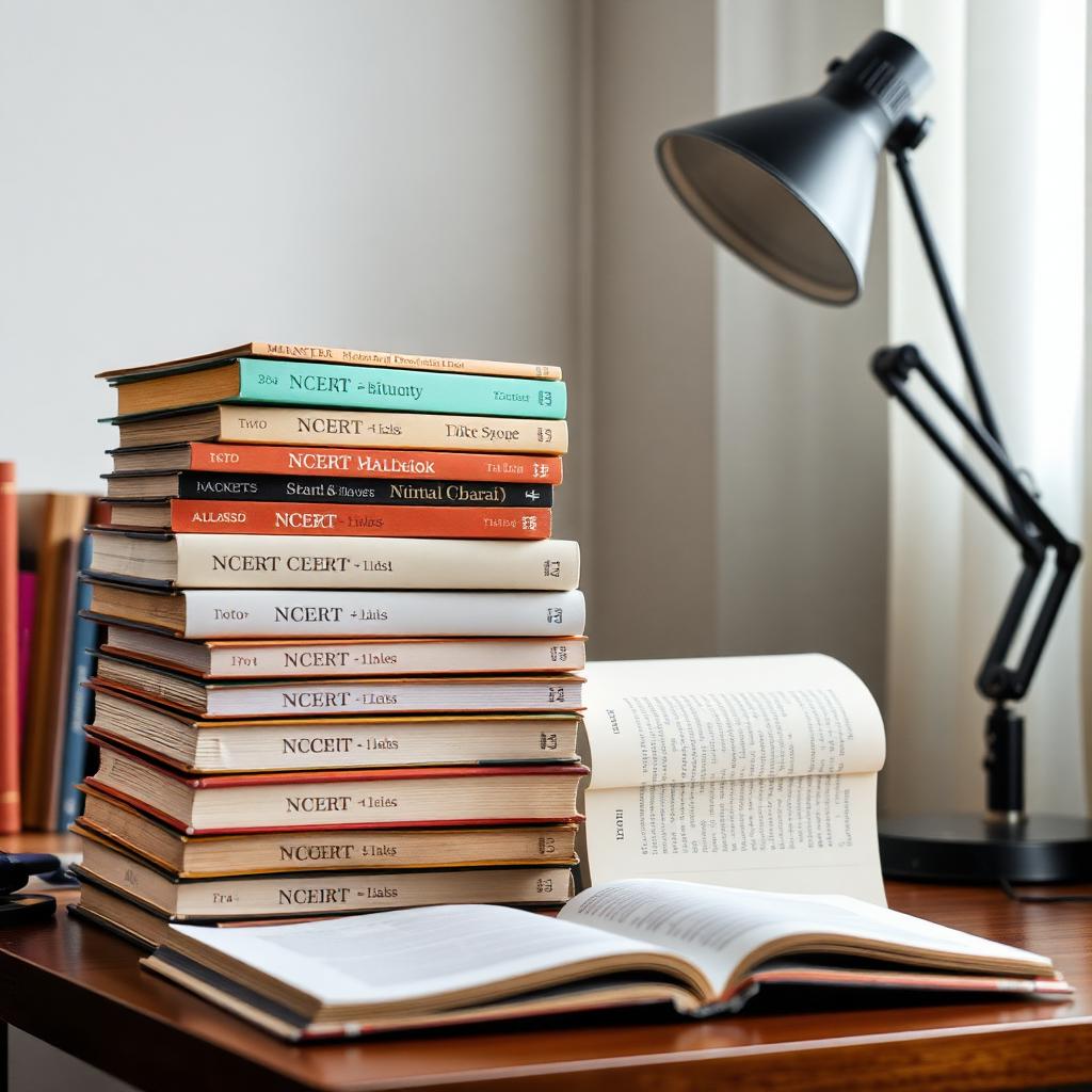 A stack of NCERT textbooks
